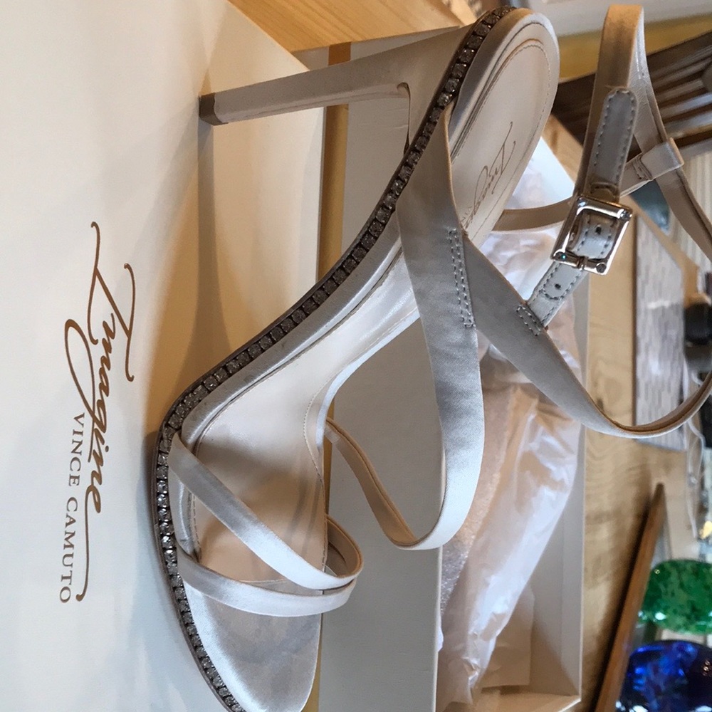 Off white Vince Camuto satin strappy heels